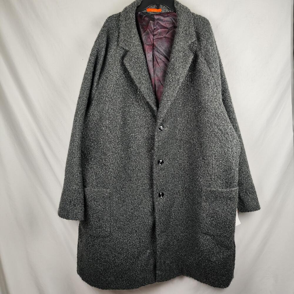 Tallia Coat Mens 4XL Gray Boucle Tweed Overcoat Single Breasted Lined Winter